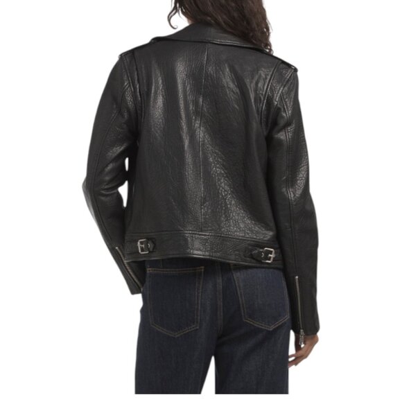AVEC LES FILLES Black Leather Motorcycle Jacket - Picture 2 of 2